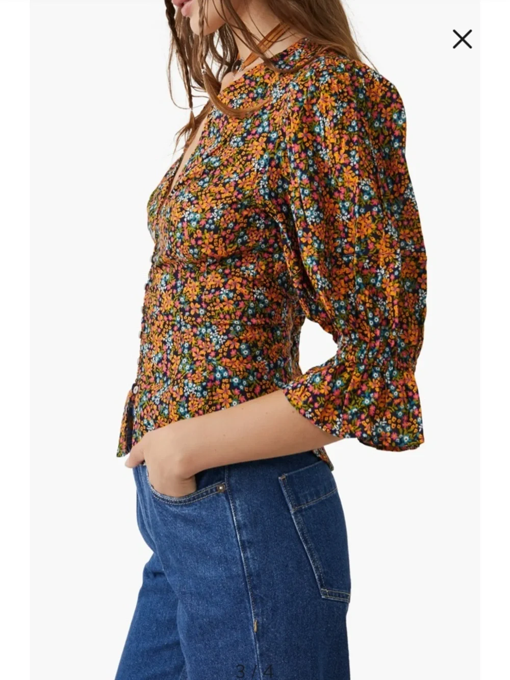 I Found You Print Blouse Free People - Picture 3 of 10